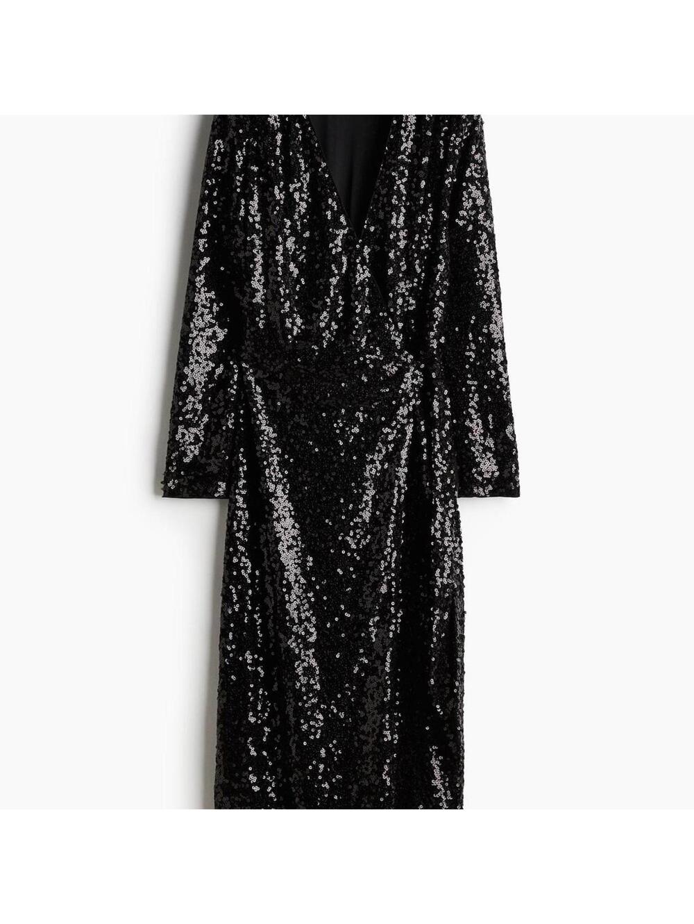 H&M SEQUINED WRAP DRESS